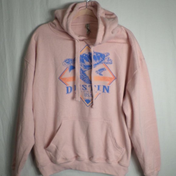 Destin Fl USA XL Pink Hooded Sweatshirt W/Turtle Destin Logo Warm & Soft - Picture 1 of 11